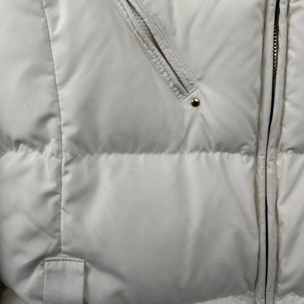 Lauren Ralph Lauren Womens Cream Down Feather Puffer Jacket Hooded Coat‎ Medium